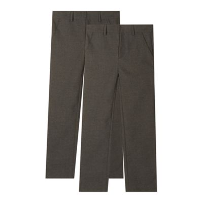 Debenhams Pack of two boy's grey flat front school trousers